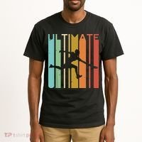 Ultimate Frisbee Retro Player Flying Disc Throwing Tall T-Shirt thumb 2