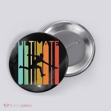 Ultimate Frisbee Retro Player Flying Disc Throwing Button