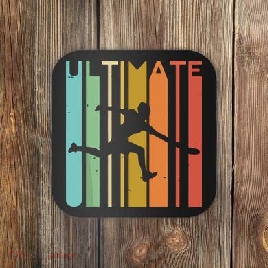 Ultimate Frisbee Retro Player Flying Disc Throwing Coaster