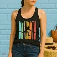 Ultimate Frisbee Retro Player Flying Disc Throwing Women's Tank Top thumb 2