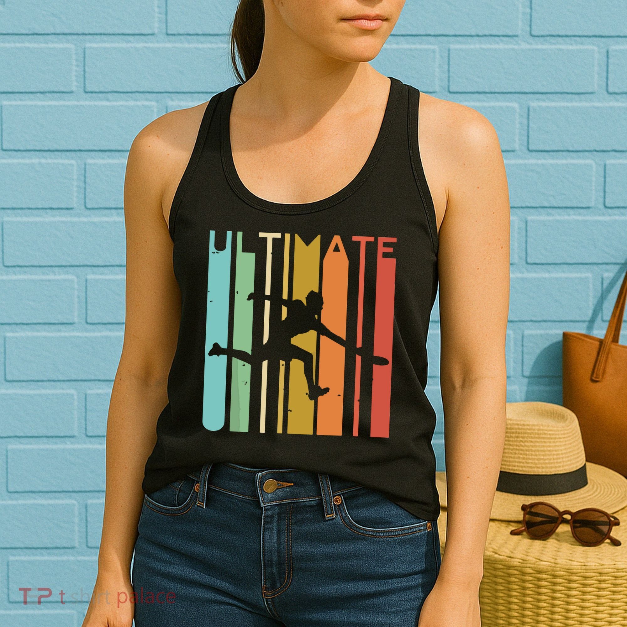 Ultimate Frisbee Retro Player Flying Disc Throwing Women's Tank Top