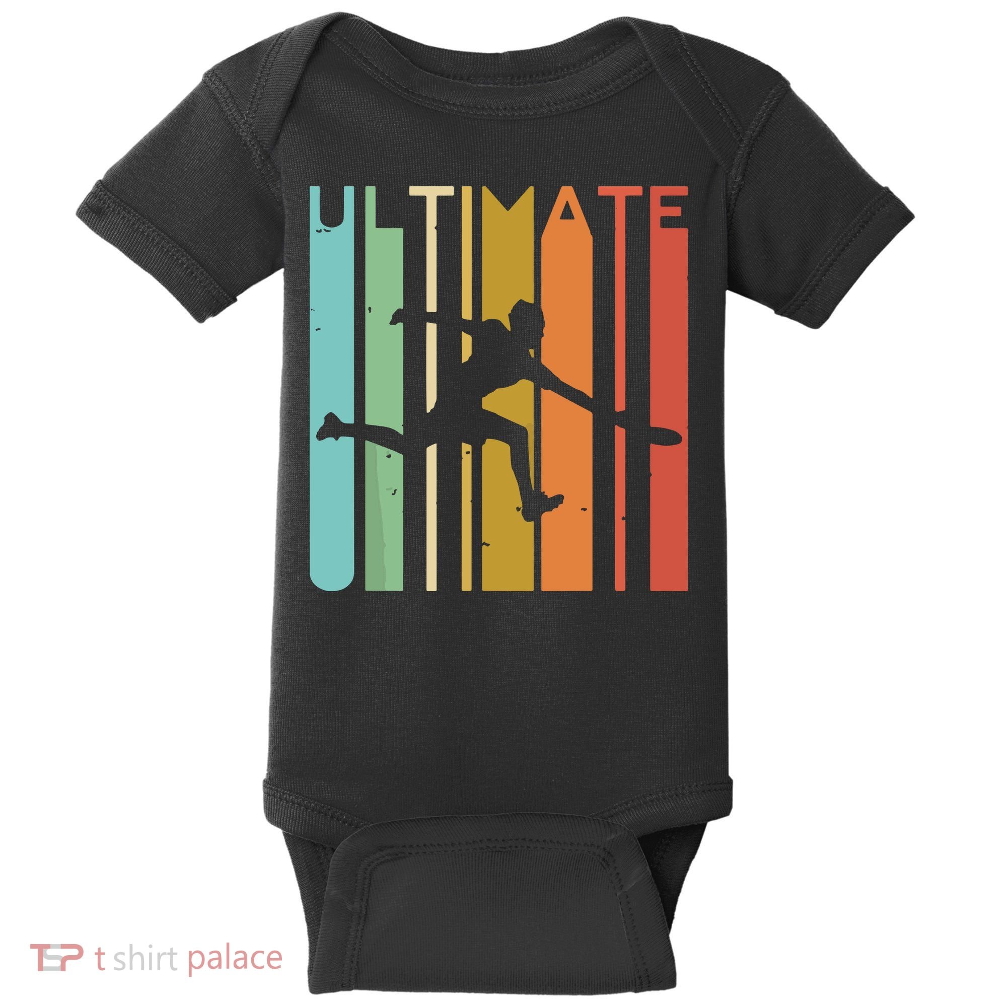 Ultimate Frisbee Retro Player Flying Disc Throwing Baby Bodysuit
