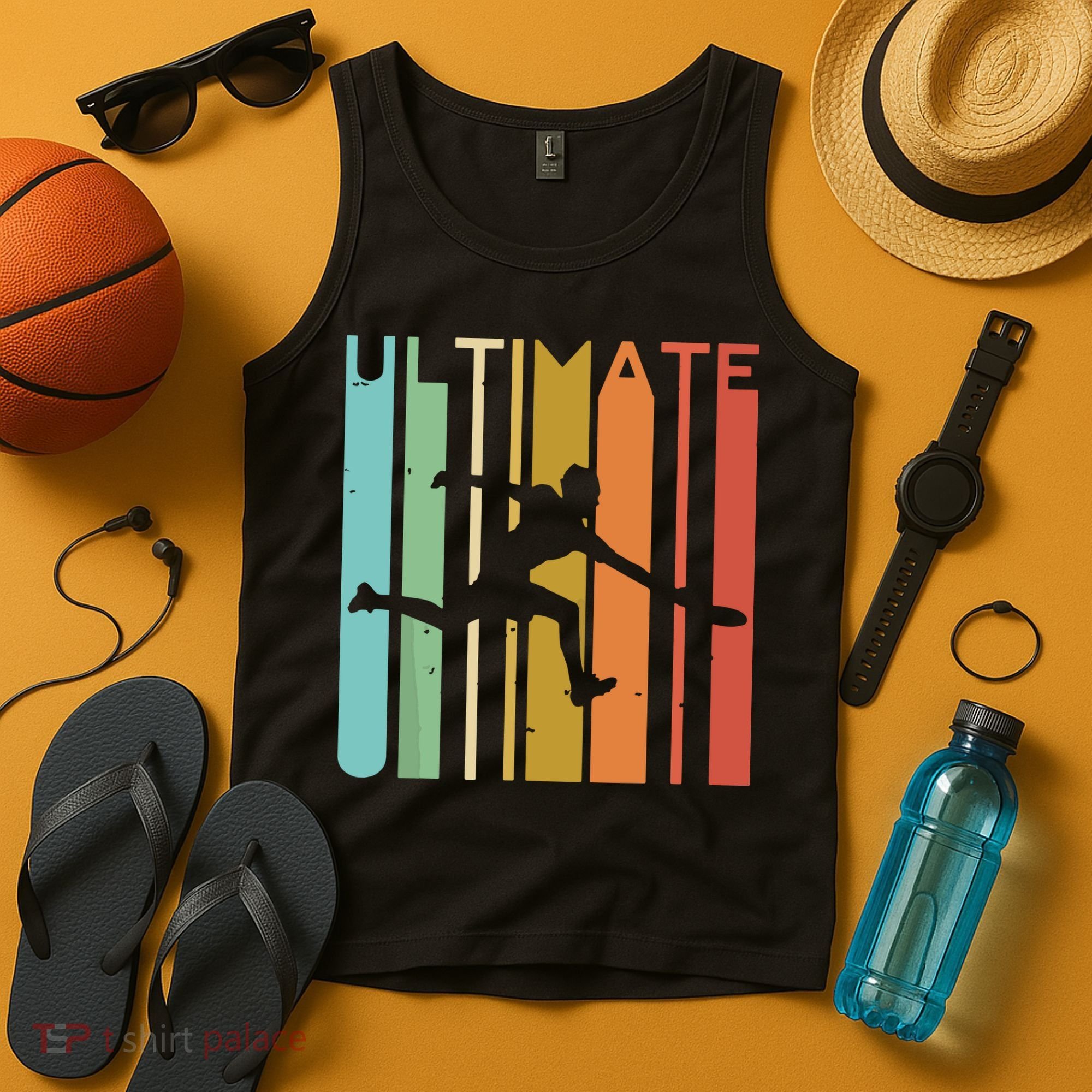 Ultimate Frisbee Retro Player Flying Disc Throwing Tank Top