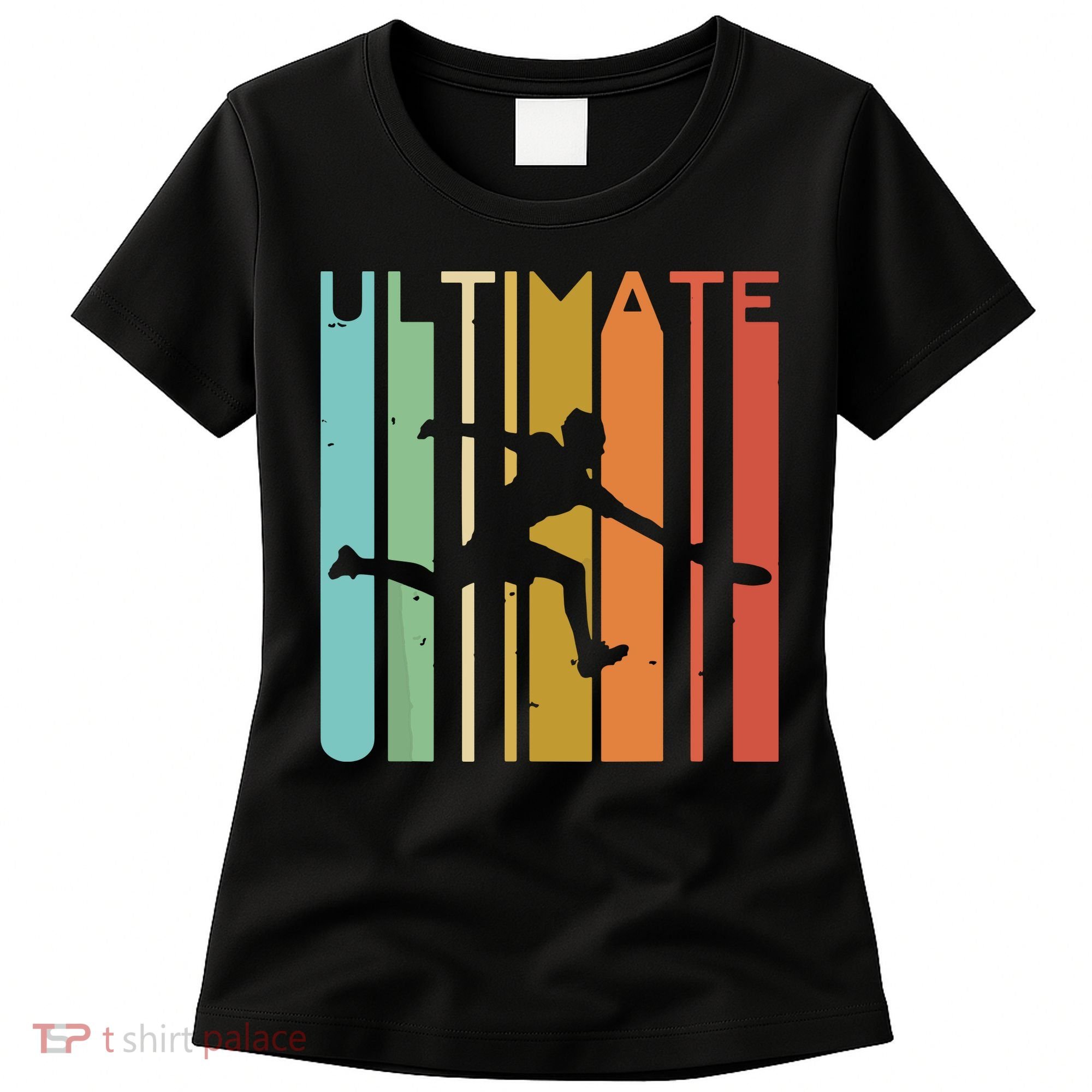 Ultimate Frisbee Retro Player Flying Disc Throwing Women's T-Shirt