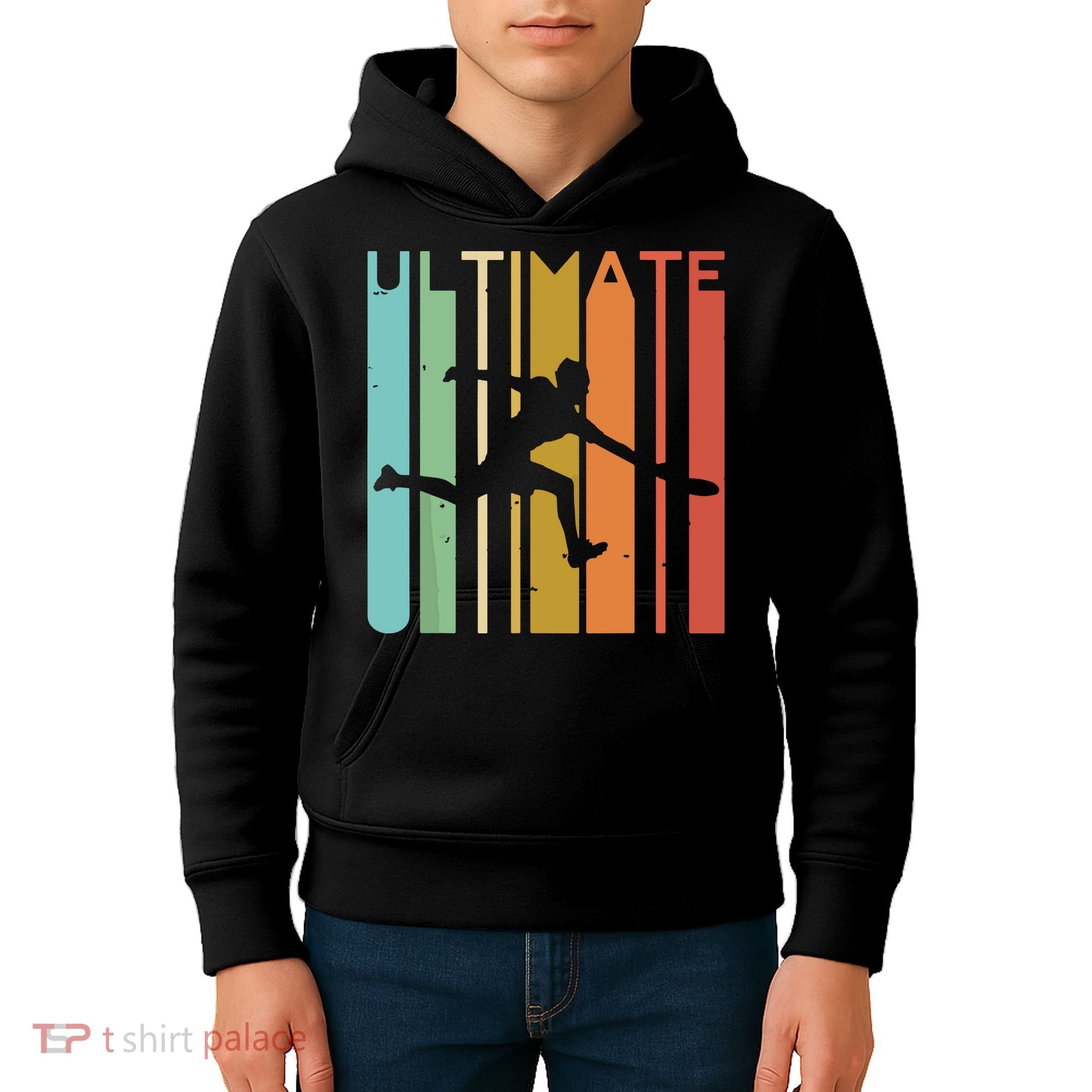Ultimate Frisbee Retro Player Flying Disc Throwing Kids Hoodie