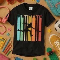 Ultimate Frisbee Retro Player Flying Disc Throwing Kids T-Shirt thumb 3