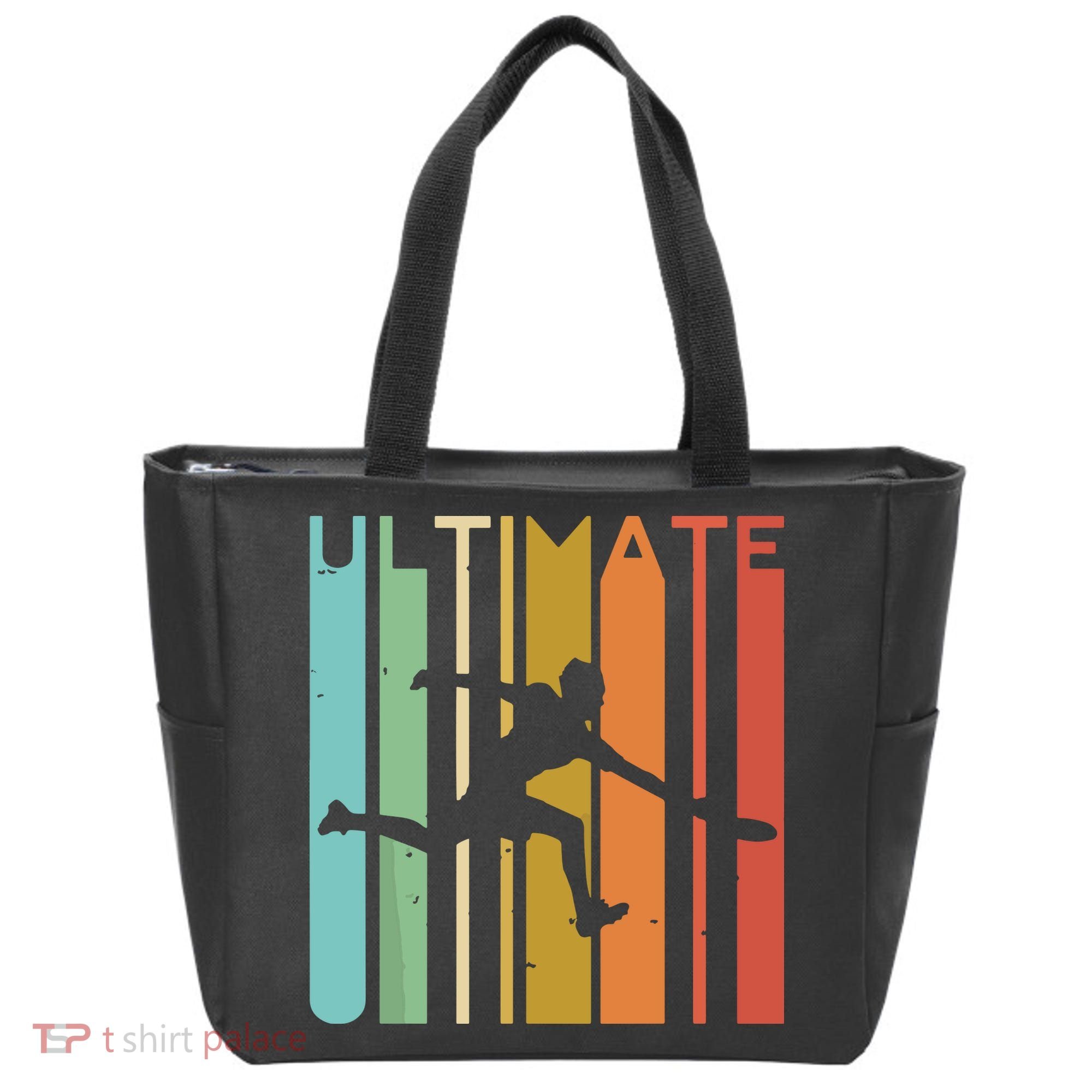 Ultimate Frisbee Retro Player Flying Disc Throwing Tote Bag