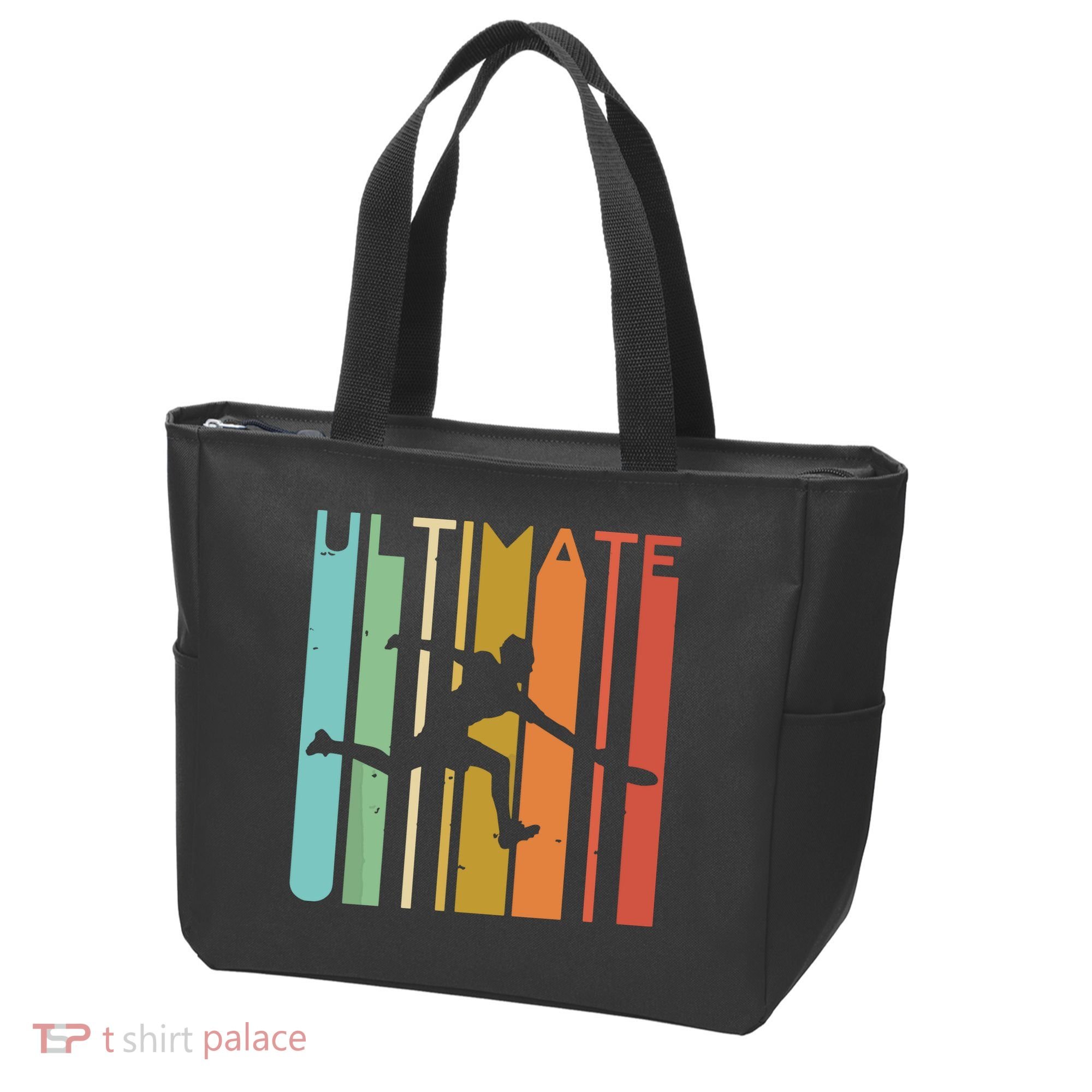 Ultimate Frisbee Retro Player Flying Disc Throwing Tote Bag