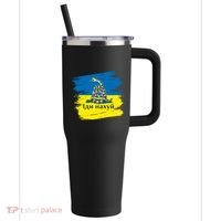 Ukrainian Flag Russian War Ship Go Fuck Yourself 40oz Vacuum Insulated Stainless Steel Travel Tumbler thumb 0