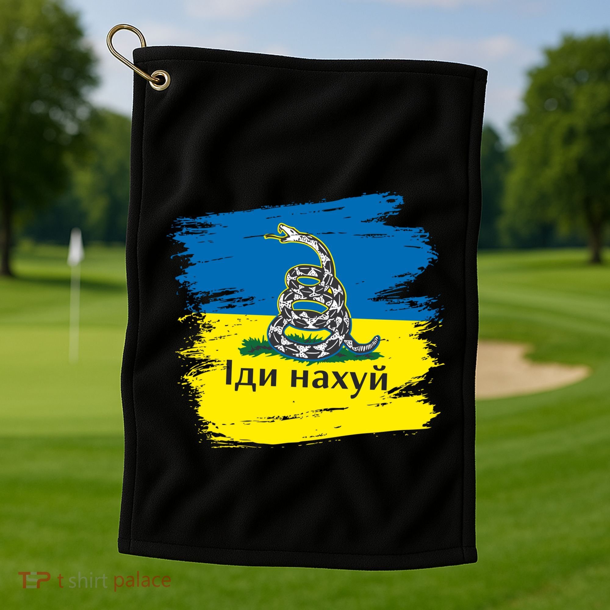 Ukrainian Flag Russian War Ship Go Fuck Yourself Golf Towel