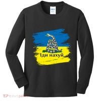 Ukrainian Flag Russian War Ship Go Fuck Yourself Kids Long Sleeve Shirt thumb 0