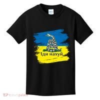 Ukrainian Flag Russian War Ship Go Fuck Yourself Kids T-Shirt thumb 0