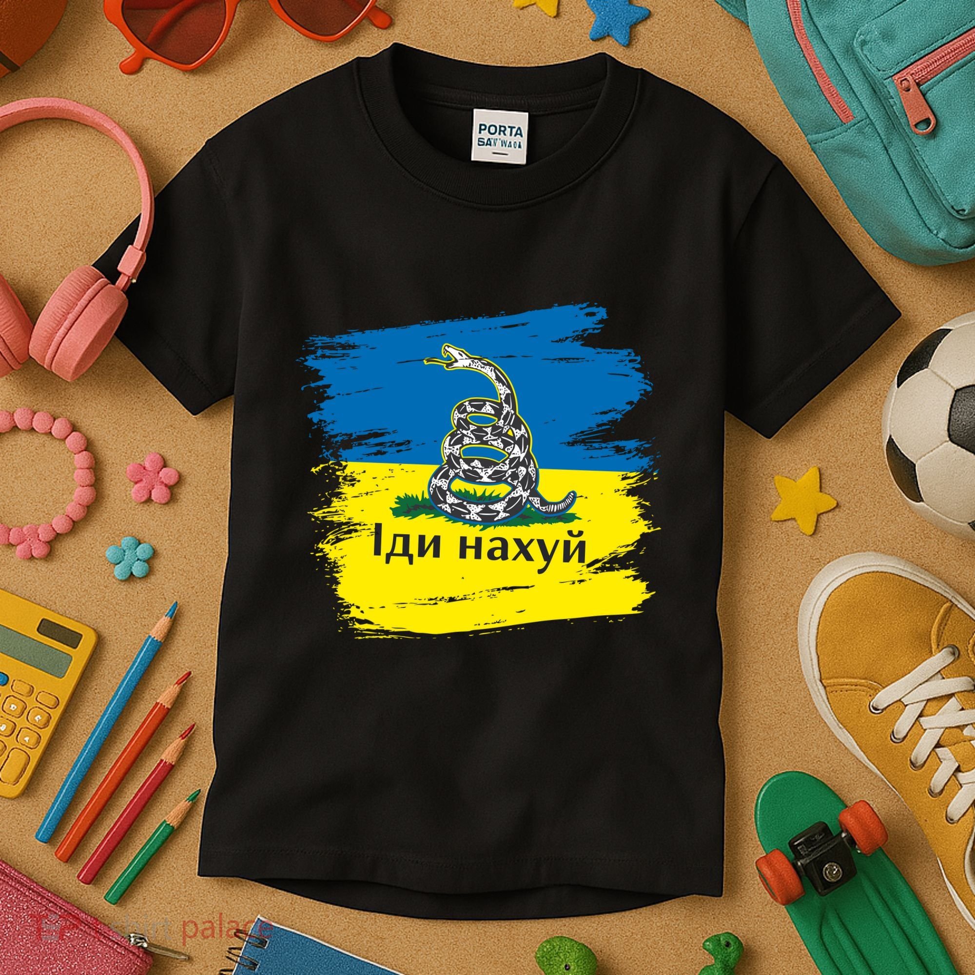 Ukrainian Flag Russian War Ship Go Fuck Yourself Kids T-Shirt