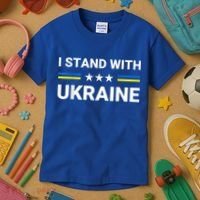 Ukrainian Flag Support Ukraine Freedom I Stand With Ukraine Gift Kids T-Shirt thumb 3