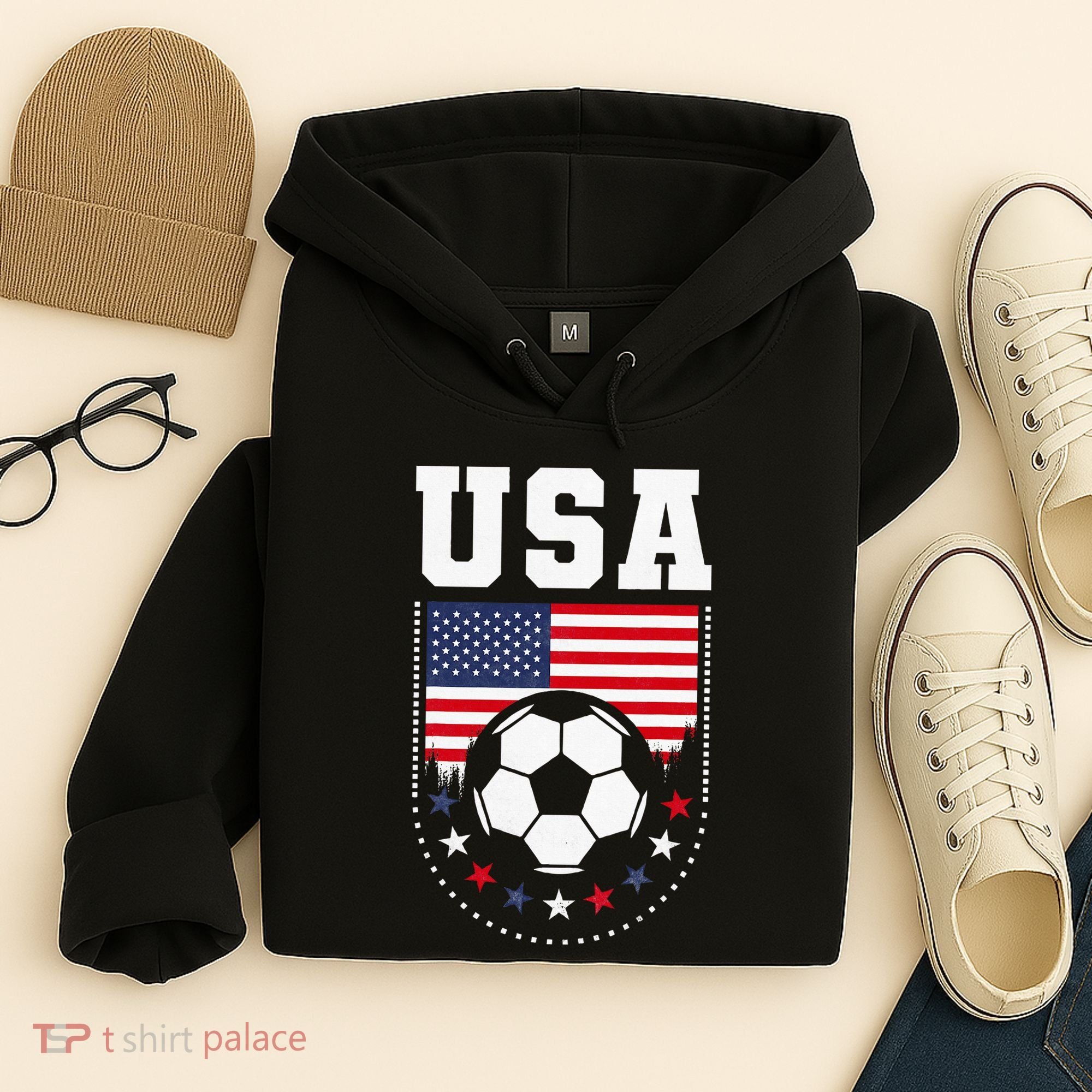 Usa Flag Soccer Fan Hoodie