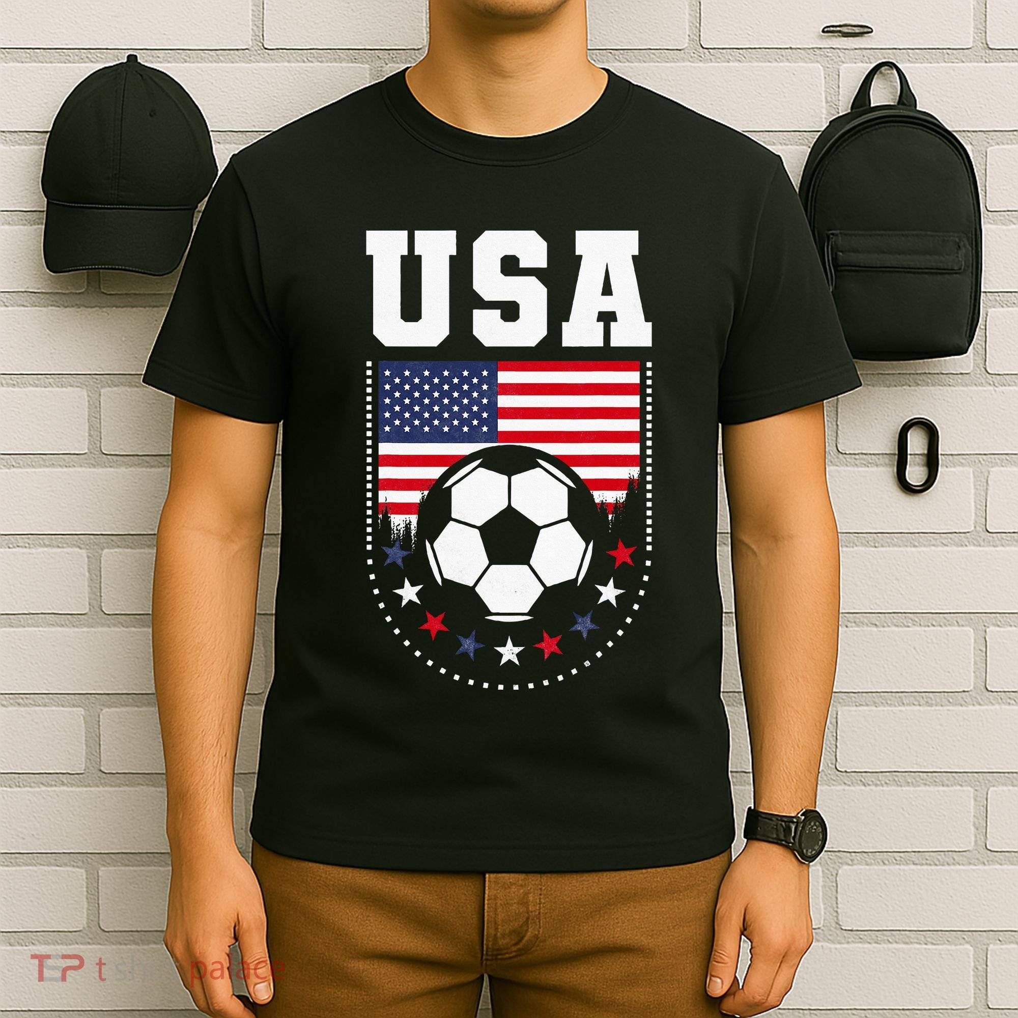 Usa Flag Soccer Fan T-Shirt
