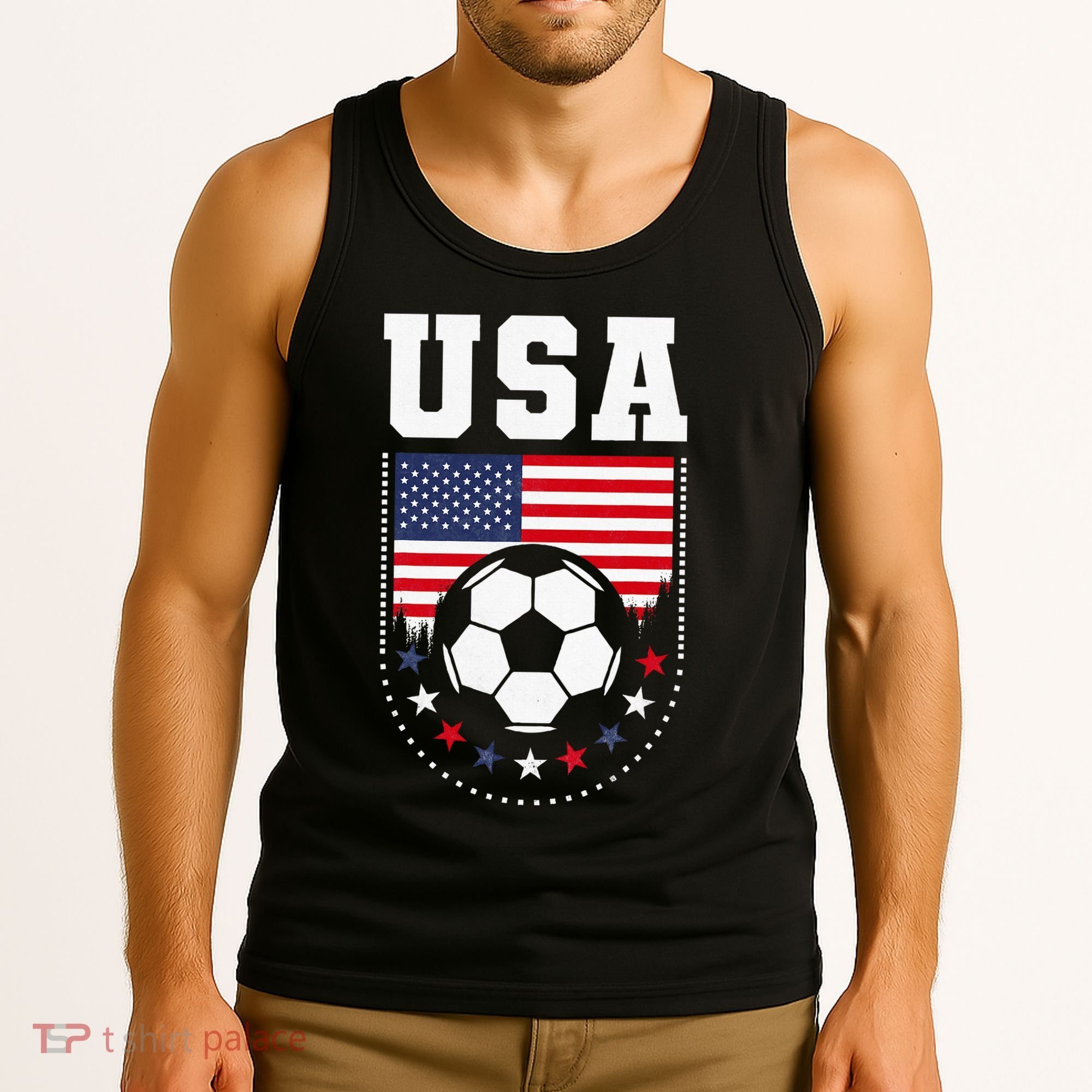 Usa Flag Soccer Fan Tank Top