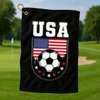Usa Flag Soccer Fan Golf Towel thumb 1