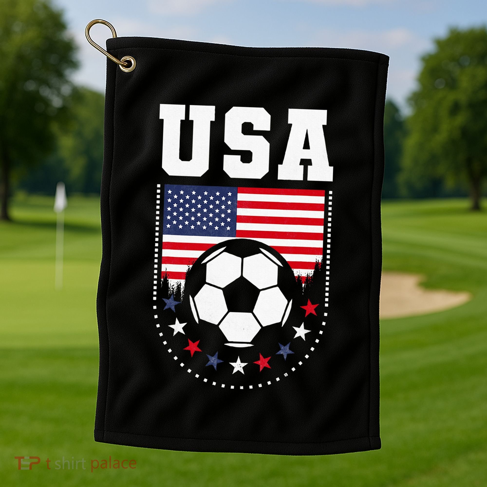 Usa Flag Soccer Fan Golf Towel