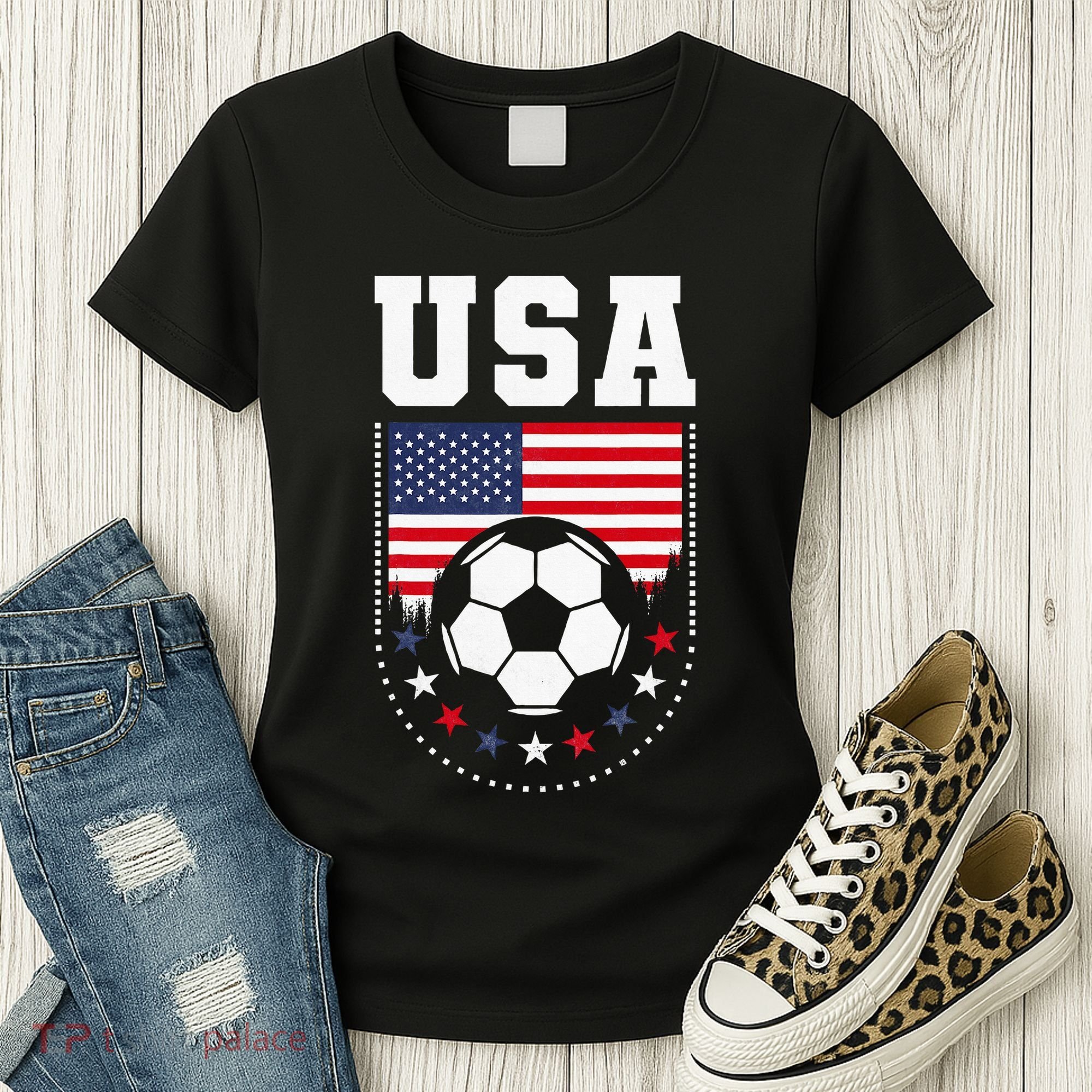 Usa Flag Soccer Fan Women's T-Shirt