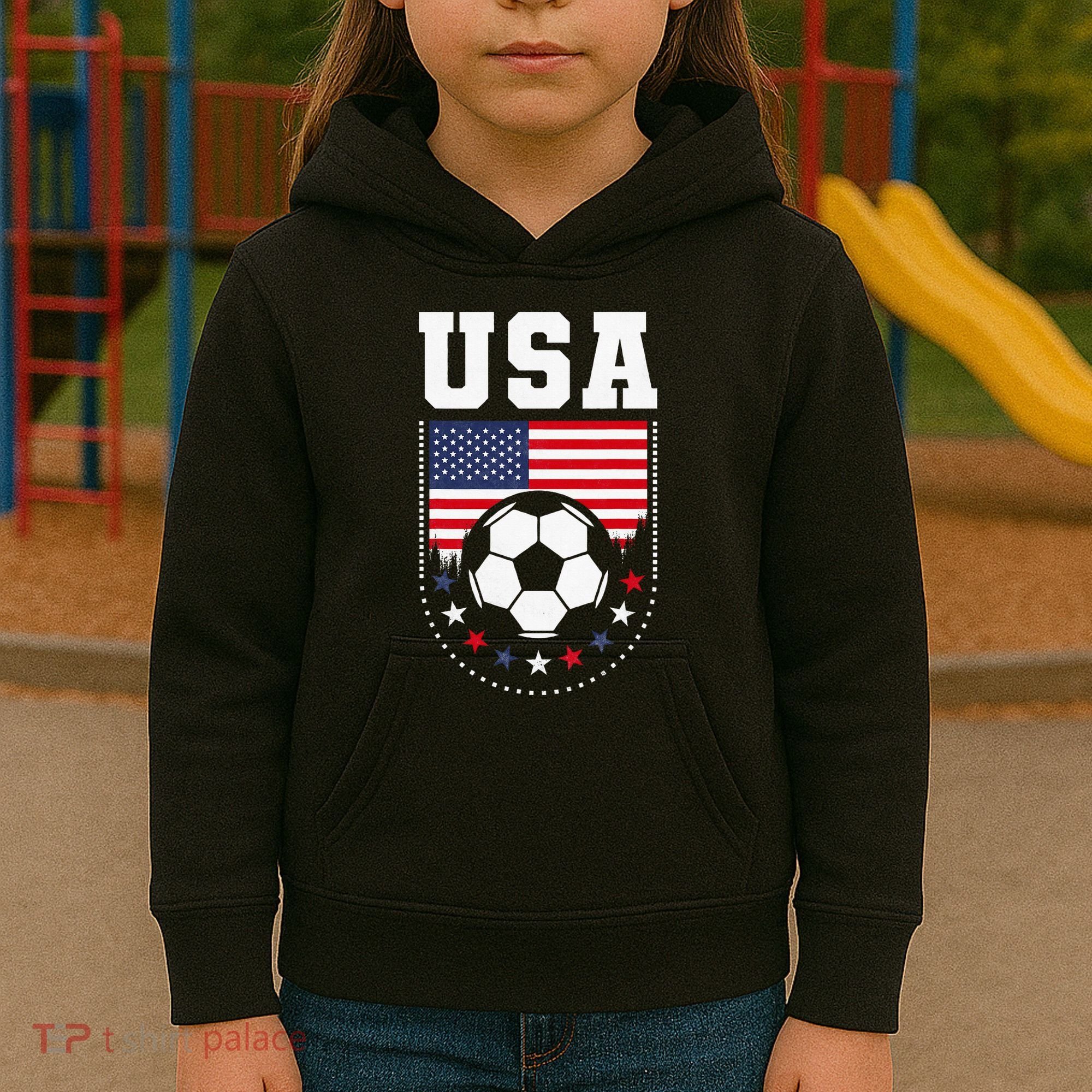 Usa Flag Soccer Fan Kids Hoodie