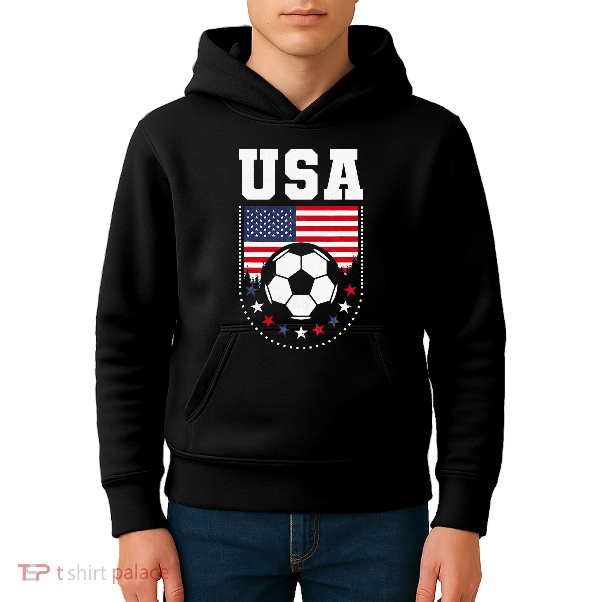 Usa Flag Soccer Fan Kids Hoodie