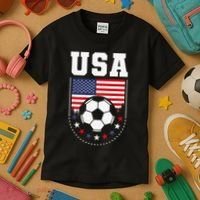 Usa Flag Soccer Fan Kids T-Shirt thumb 3