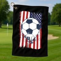USA Flag Soccer Lover Golf Towel thumb 1