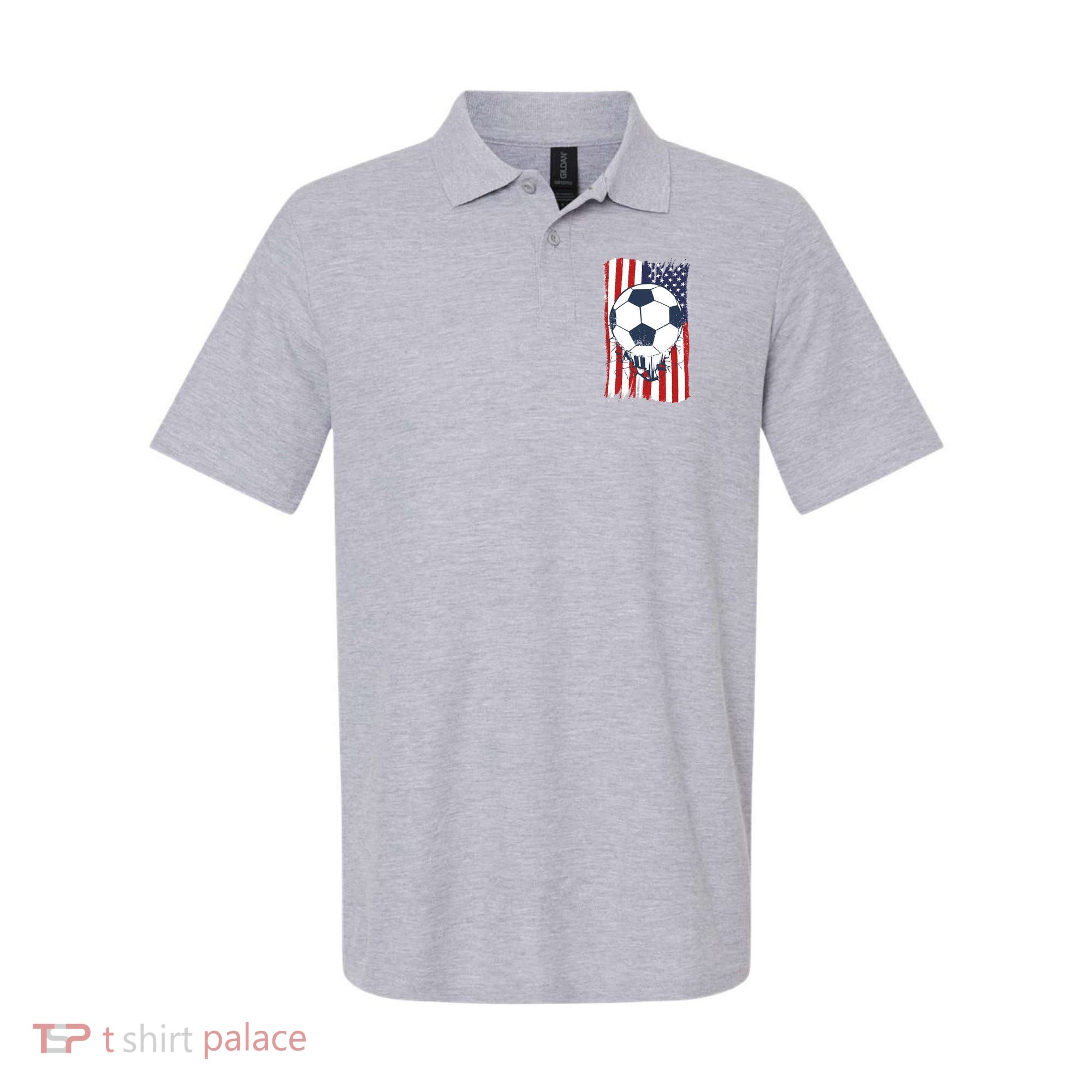 USA Flag Soccer Lover Polo