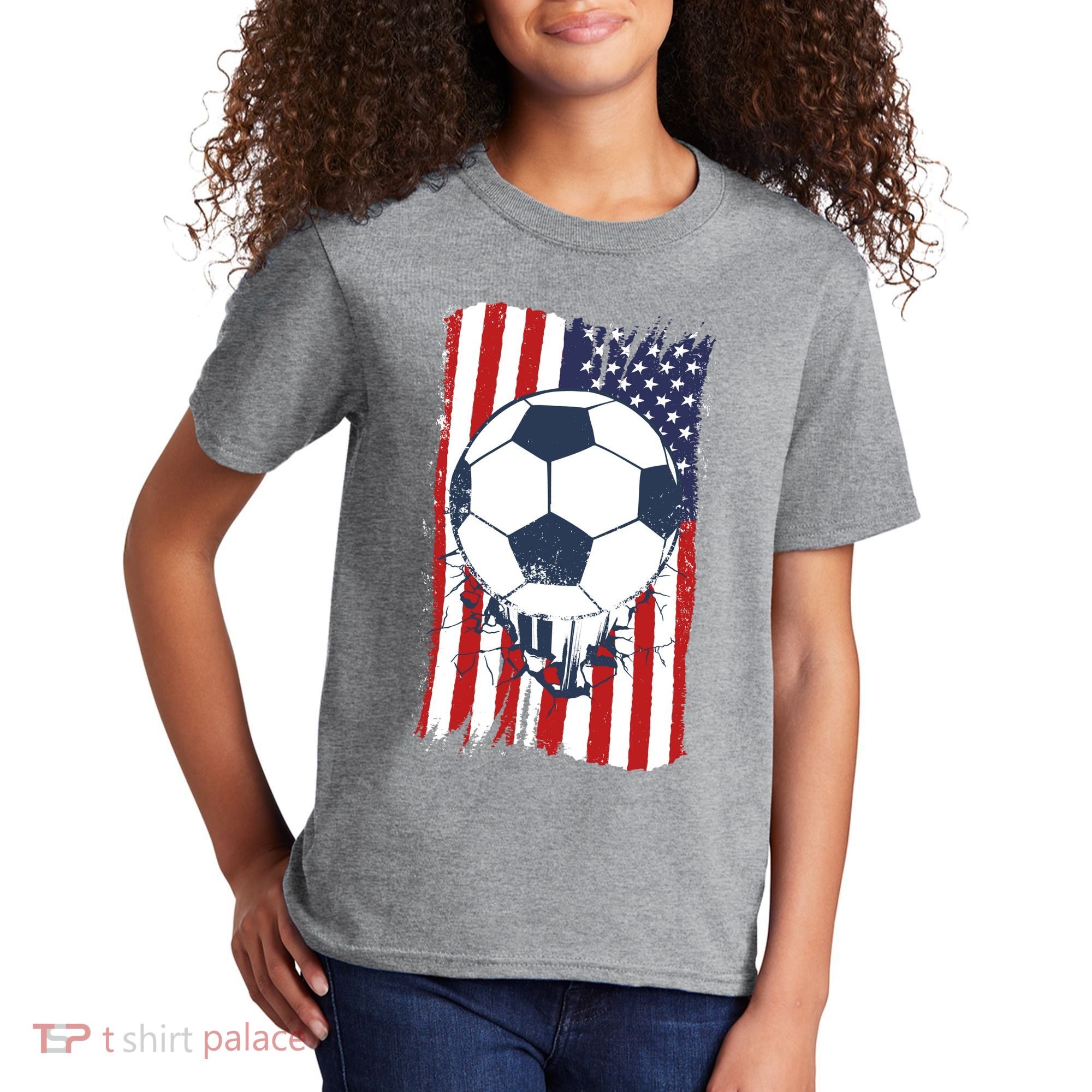 USA Flag Soccer Lover Kids T-Shirt