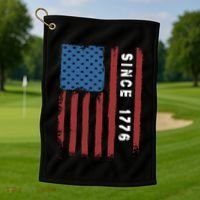 Usa Flag Since 1776 Revolution Declaration Freedom Military Gift Golf Towel thumb 1