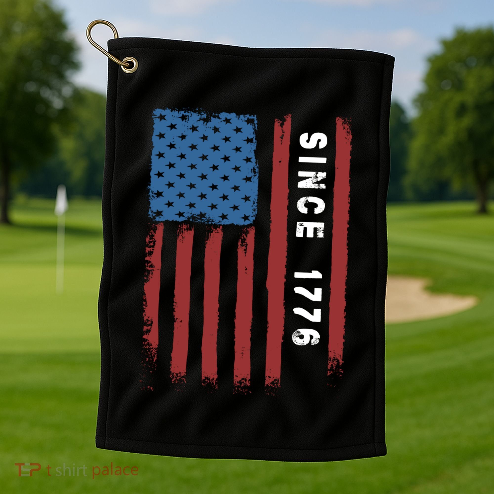 Usa Flag Since 1776 Revolution Declaration Freedom Military Gift Golf Towel