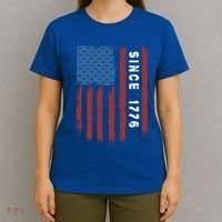 Usa Flag Since 1776 Revolution Declaration Freedom Military Gift T-Shirt thumb 4