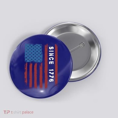 Usa Flag Since 1776 Revolution Declaration Freedom Military Gift Button