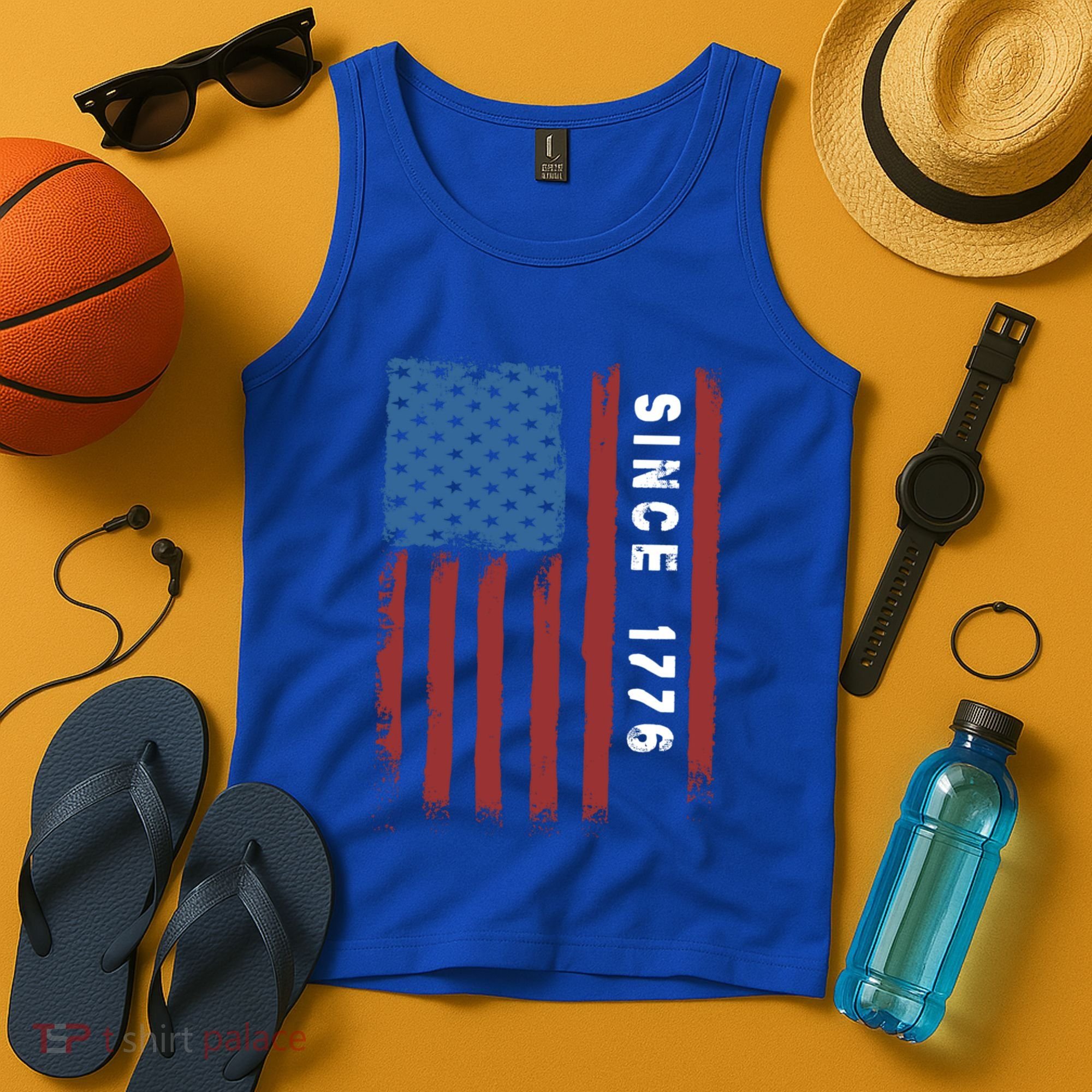 Usa Flag Since 1776 Revolution Declaration Freedom Military Gift Tank Top