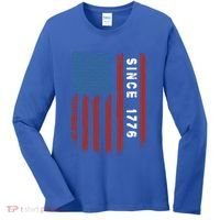 Usa Flag Since 1776 Revolution Declaration Freedom Military Gift Women's Long Sleeve Shirt thumb 0