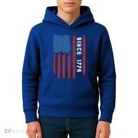 Usa Flag Since 1776 Revolution Declaration Freedom Military Gift Kids Hoodie thumb 4