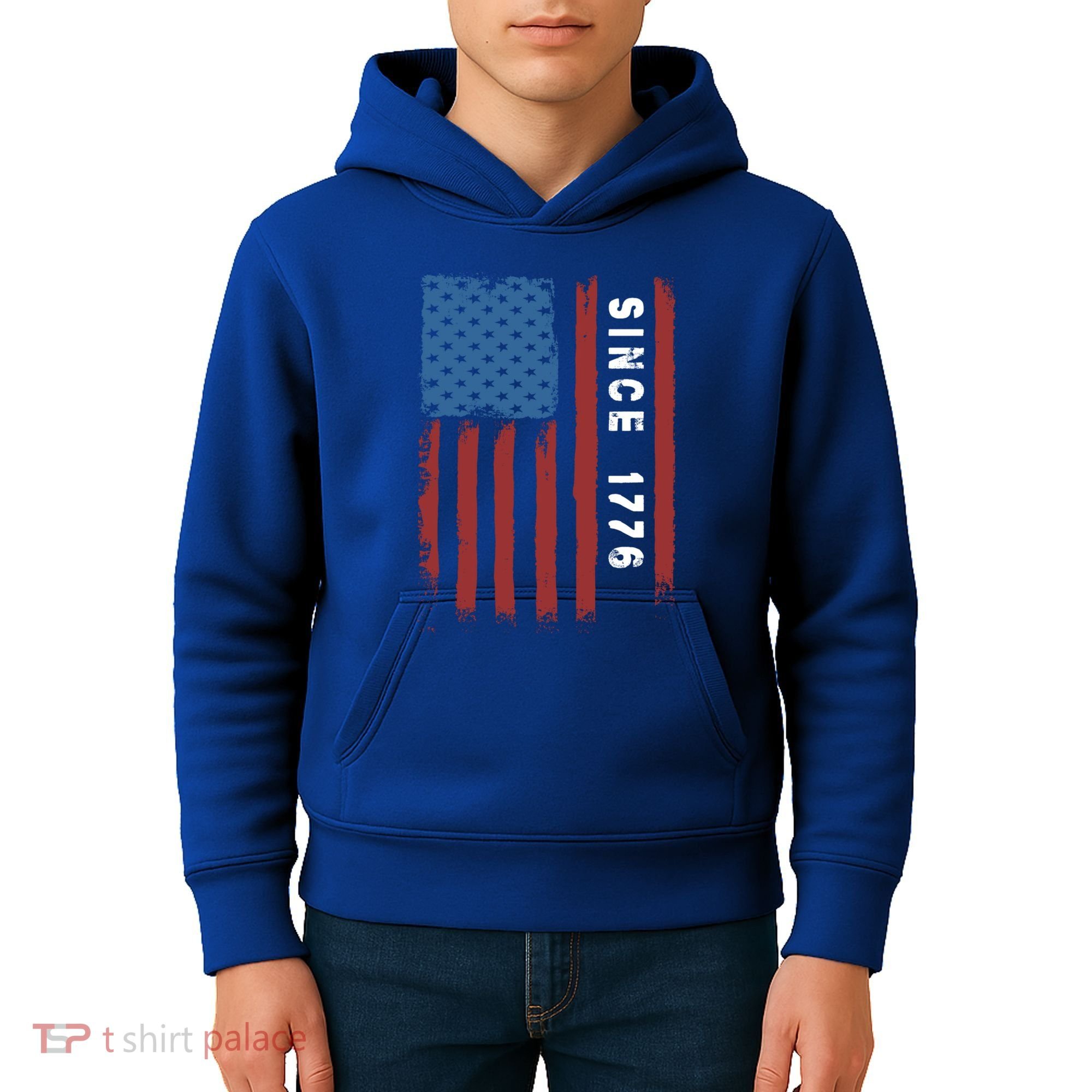 Usa Flag Since 1776 Revolution Declaration Freedom Military Gift Kids Hoodie