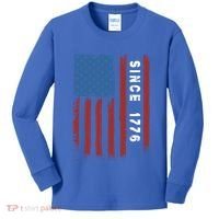 Usa Flag Since 1776 Revolution Declaration Freedom Military Gift Kids Long Sleeve Shirt thumb 0