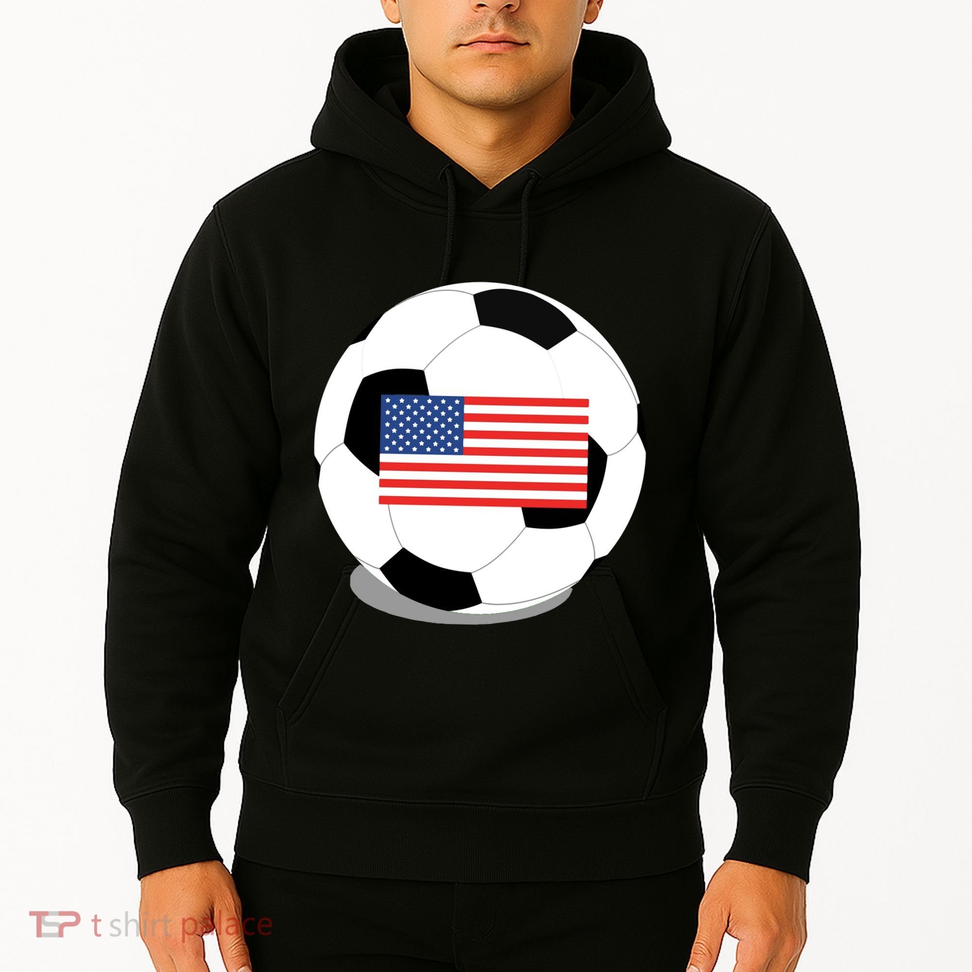 Usa Flag Soccer Fan Long Sleeve Hoodie