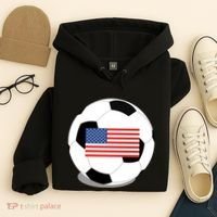 Usa Flag Soccer Fan Long Sleeve Hoodie thumb 4