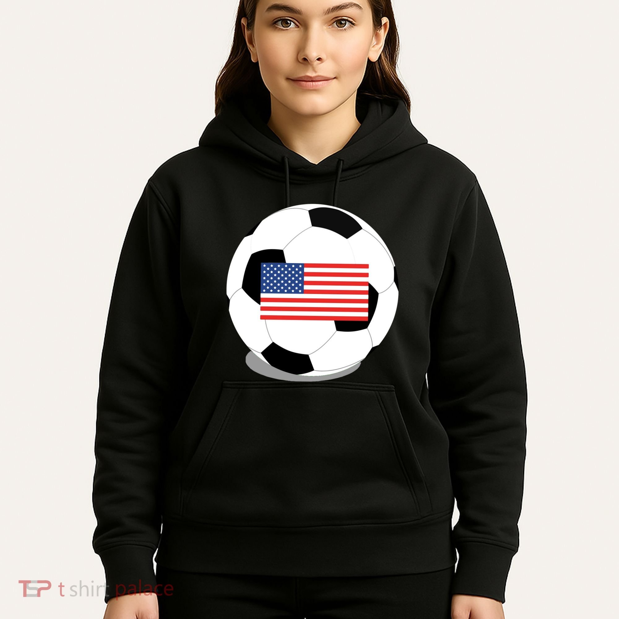 Usa Flag Soccer Fan Long Sleeve Hoodie