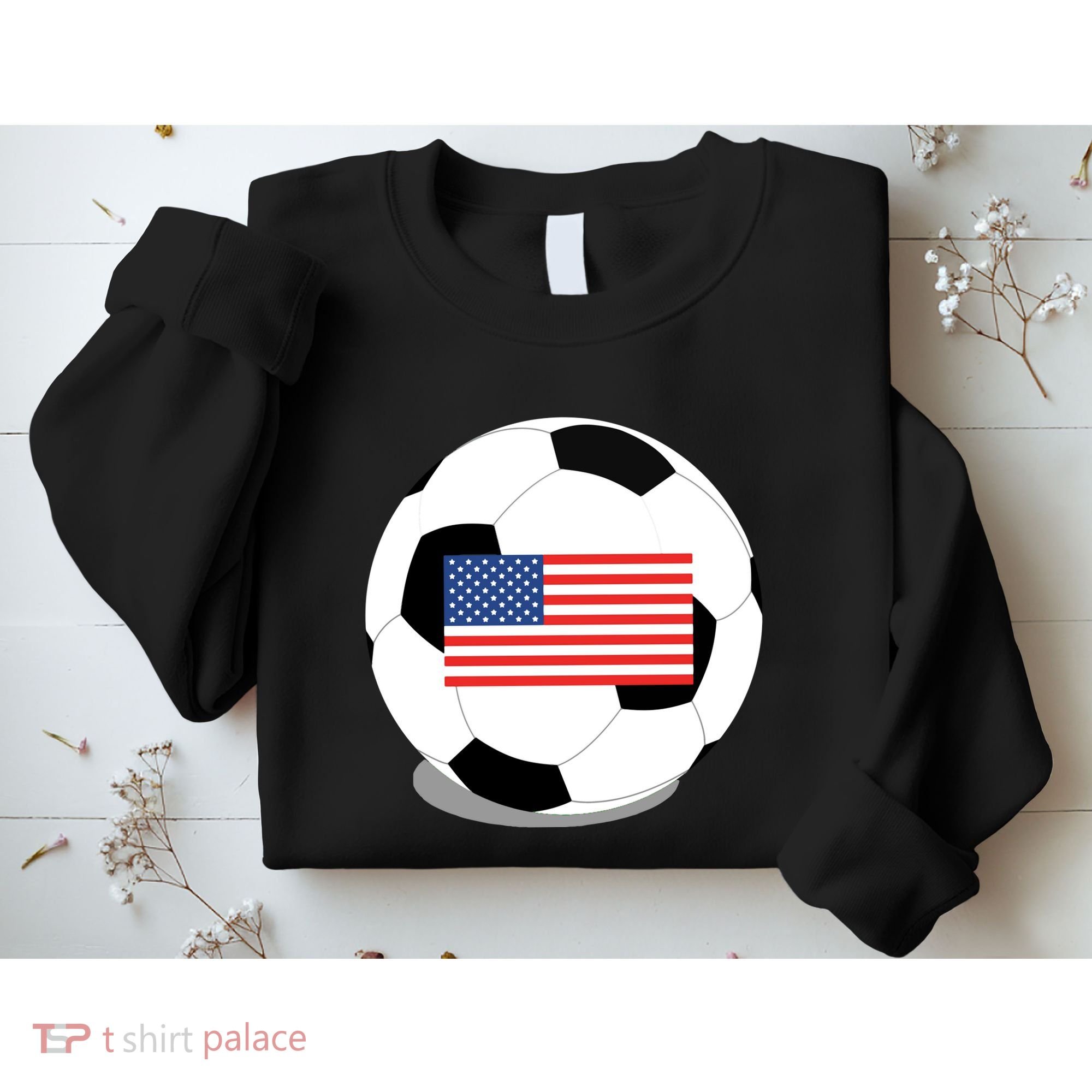 Usa Flag Soccer Fan Long Sleeve Sweatshirt