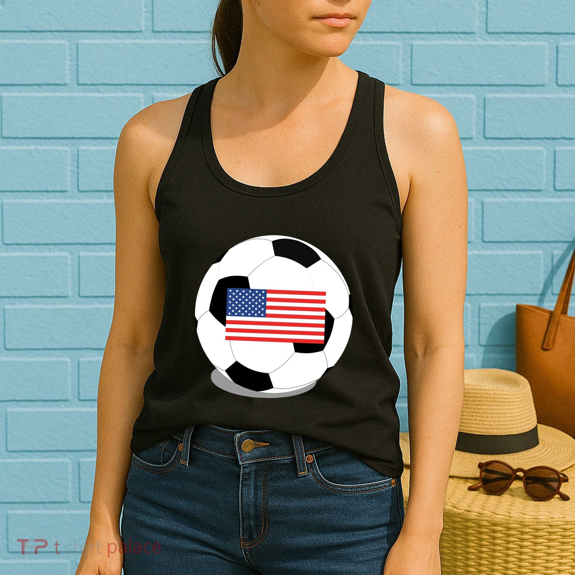 Usa Flag Soccer Fan Long Sleeve Women's Tank Top