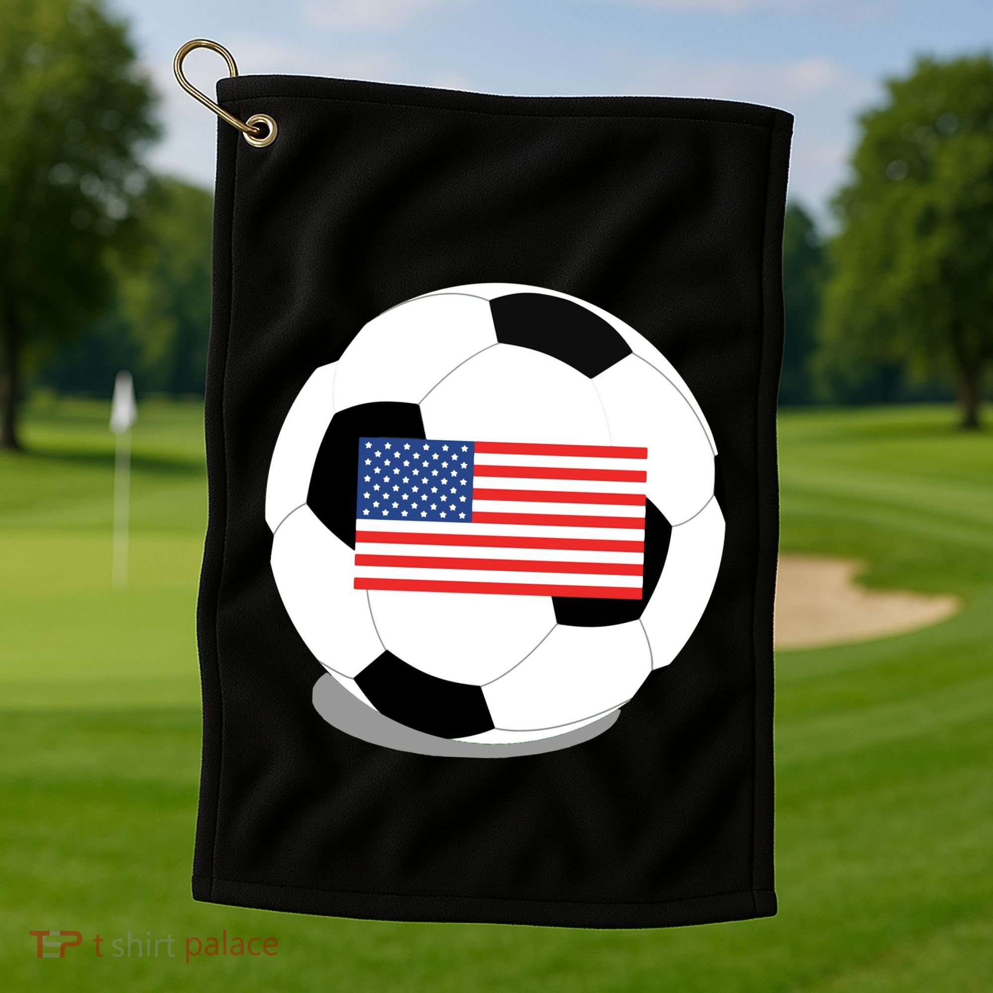 Usa Flag Soccer Fan Long Sleeve Golf Towel