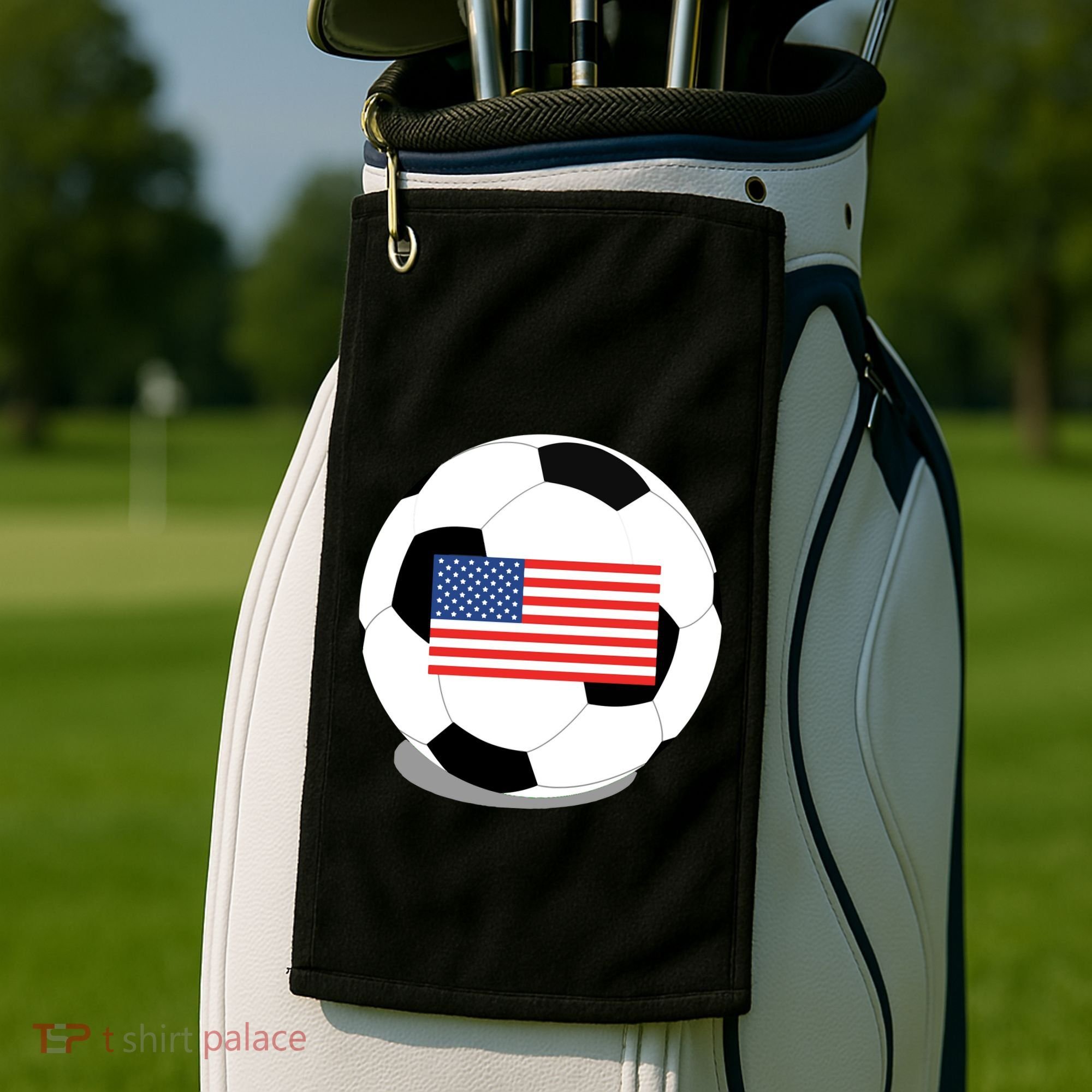 Usa Flag Soccer Fan Long Sleeve Golf Towel
