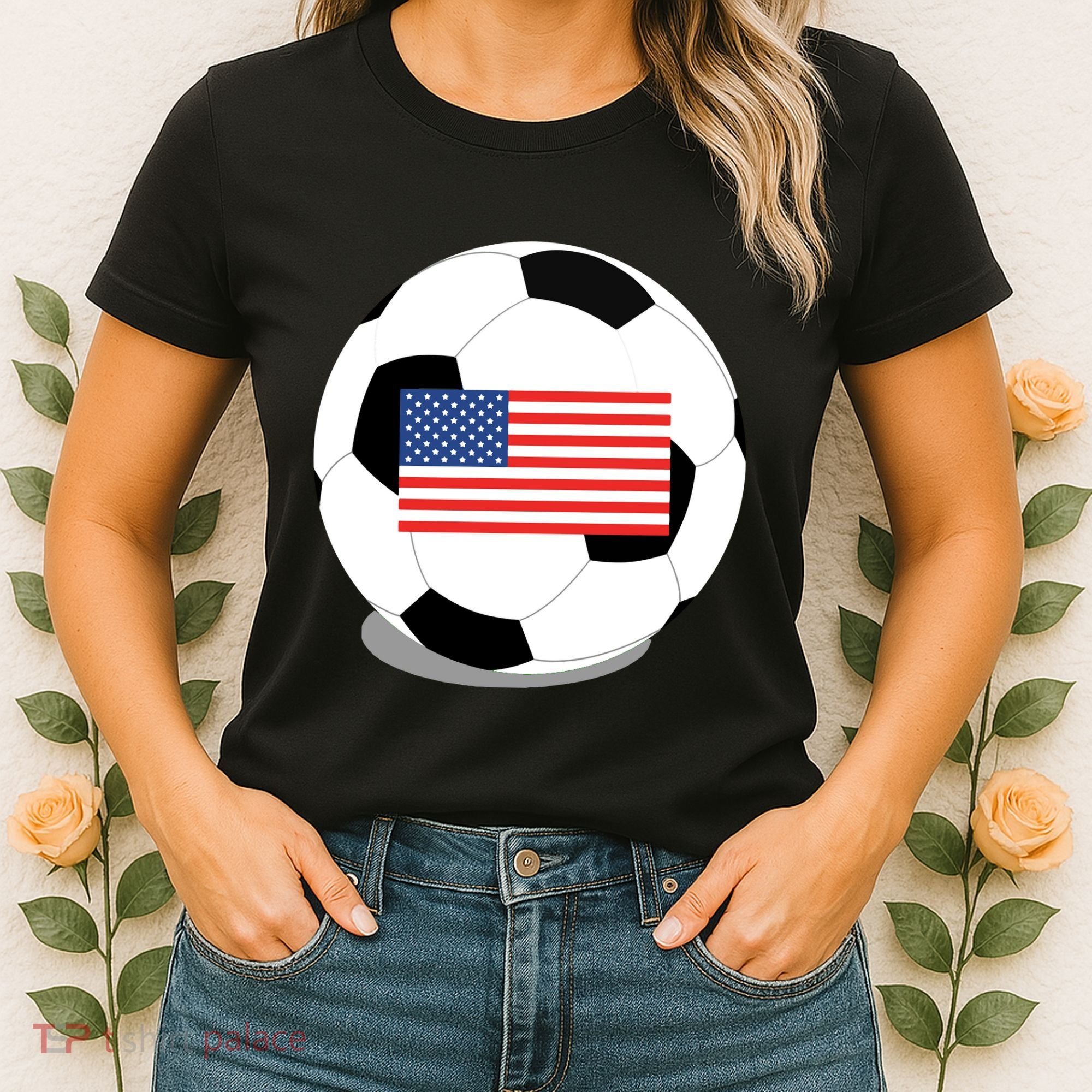 Usa Flag Soccer Fan Long Sleeve Women's T-Shirt
