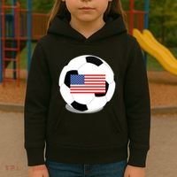 Usa Flag Soccer Fan Long Sleeve Kids Hoodie thumb 3