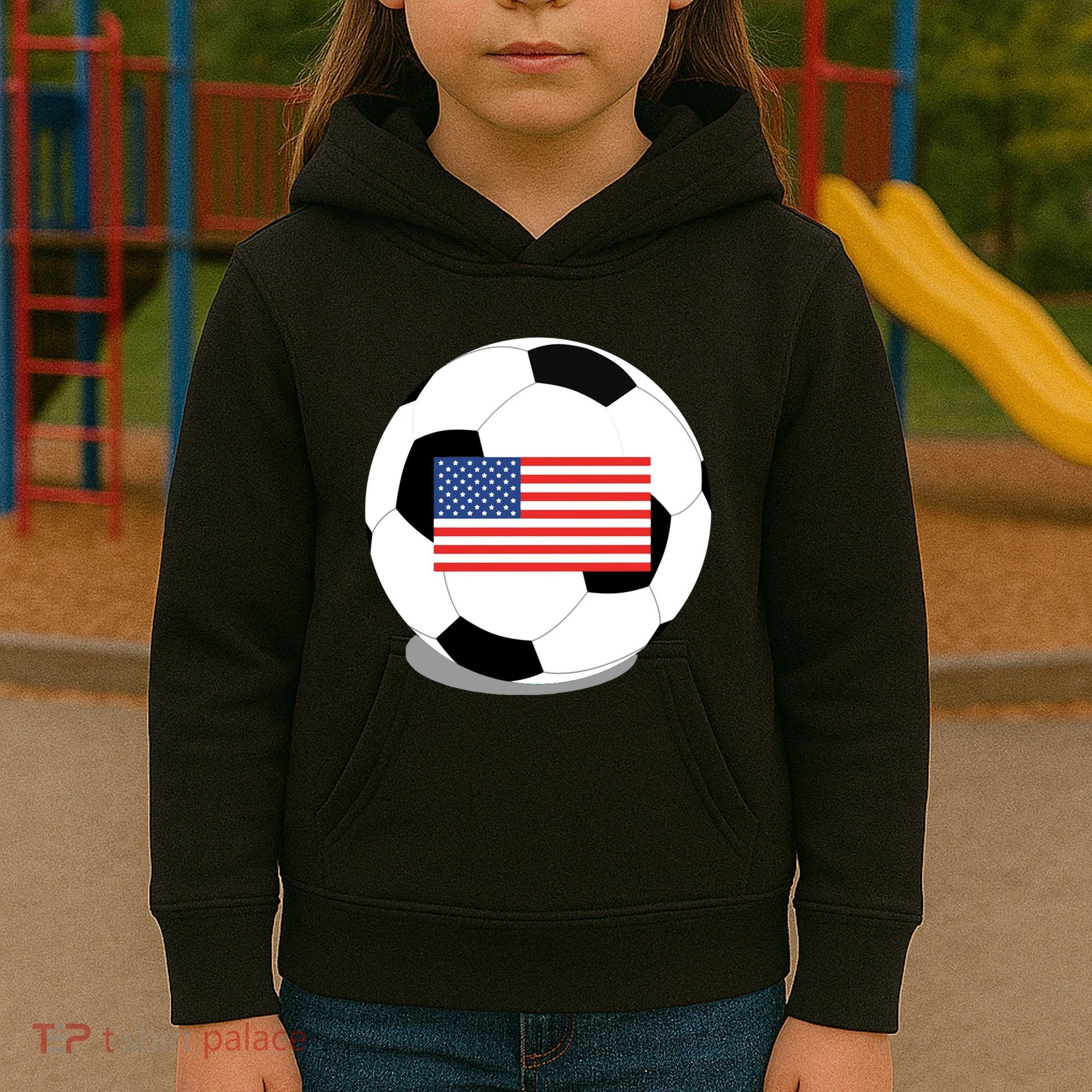 Usa Flag Soccer Fan Long Sleeve Kids Hoodie