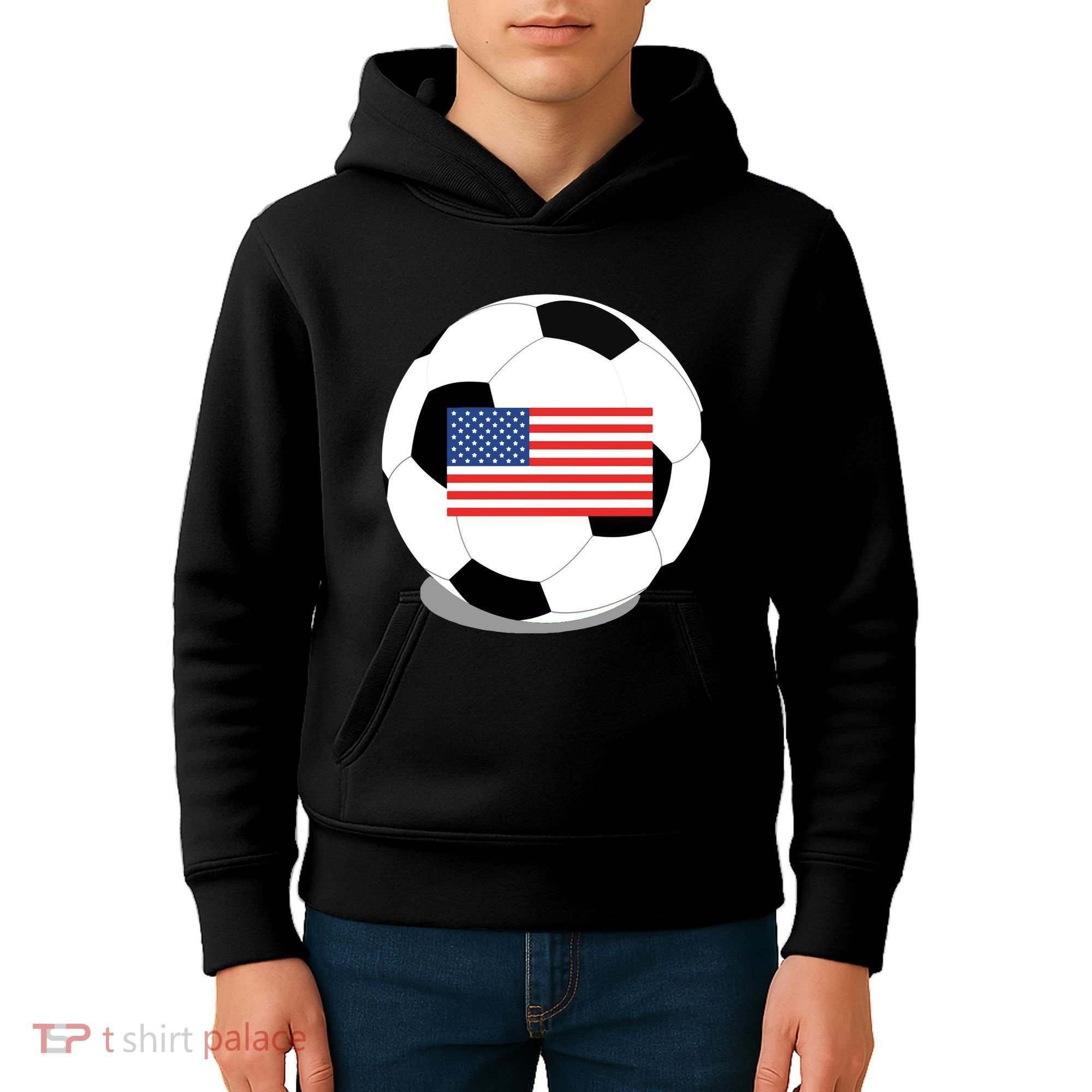 Usa Flag Soccer Fan Long Sleeve Kids Hoodie